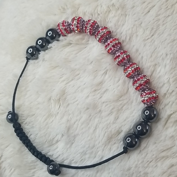 Red, Purple and White Crystal Bracelet - Picture 4 of 4